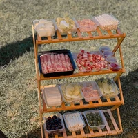 clapboard picnic camping foldable multi layer barbecue food rack outdoor portable storage rack free installation storage table