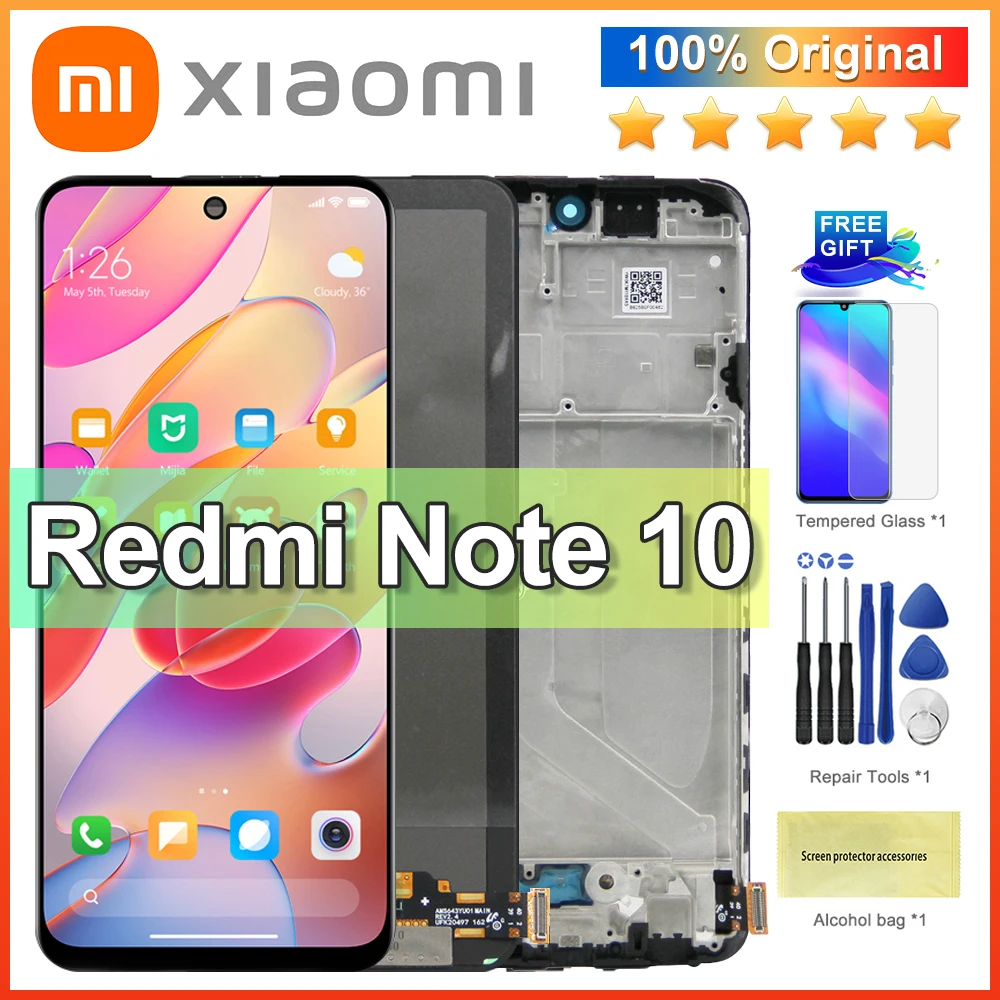 

6,43 ''Новый оригинальный для Xiaomi Redmi Note 10 4G ЖК-дисплей сенсорный экран дигитайзер в сборе для Note10 M2101K7AI M2101K7AG ЖК-дисплей