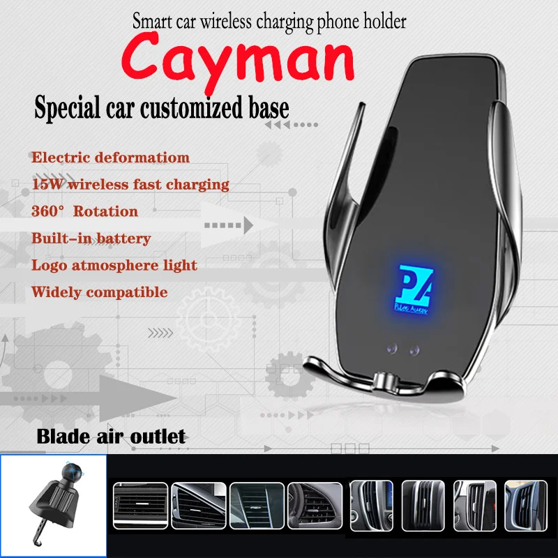 

For Porsche Cayman Car Cell Mobile Phone Holder Wireless Charger 15W Fit S MT 3.4L 2005 2.7L AT 2006 Sport 2008 2.9L 2009