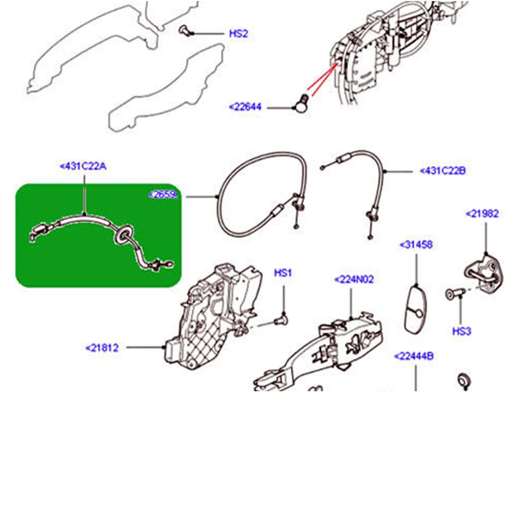 Трос открывания замка передней двери автомобиля для Land Rover Range Sport 2006-2009 годов