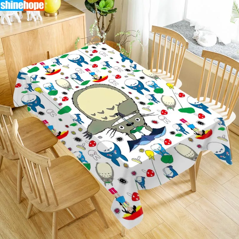 

New Arrival Custom Totoro Table Cloth Waterproof Oxford Fabric Rectangular Tablecloth Home Party Tablecloth