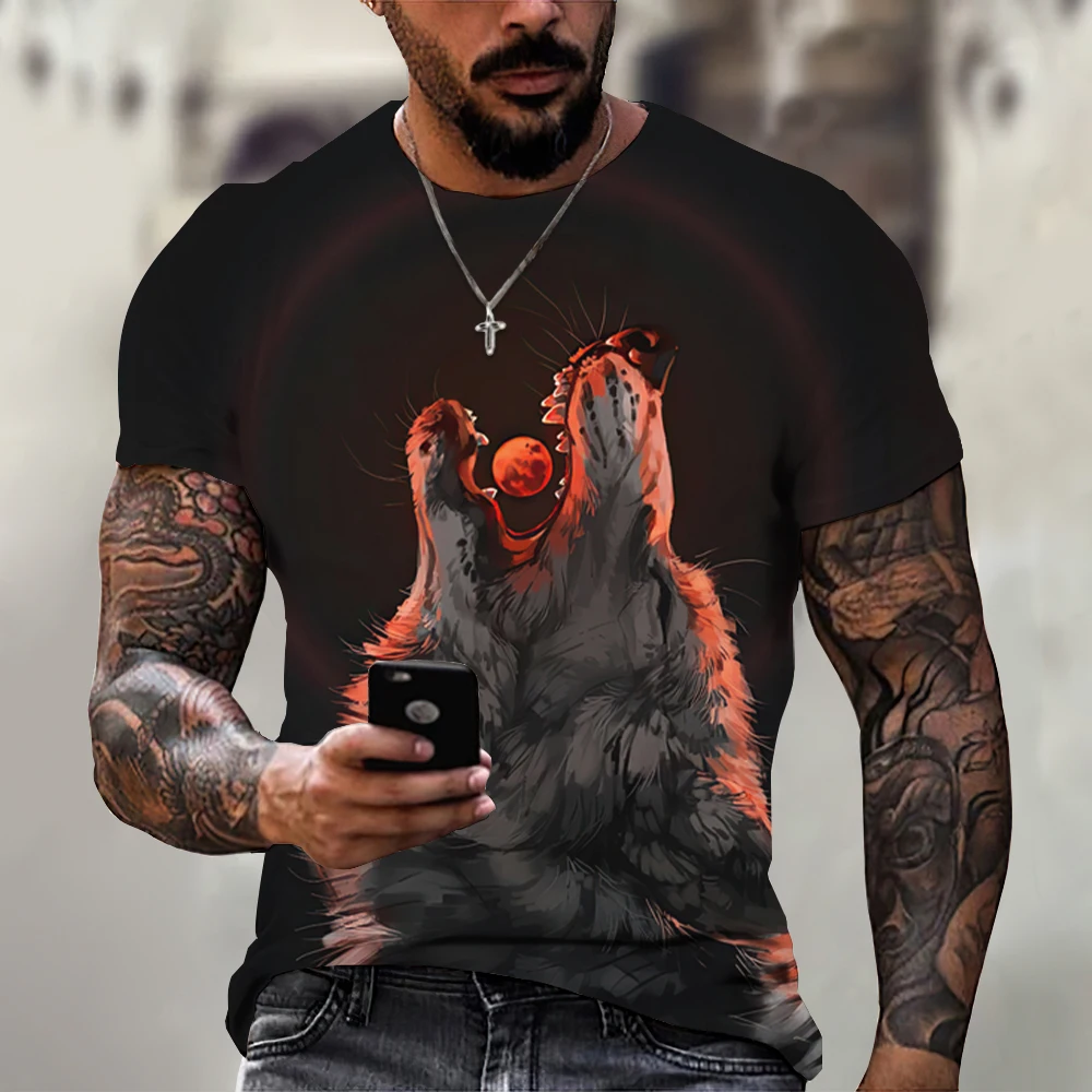 

Wolf T-shirt Street Hip Hop Tshirt Oversized Tee Shirt Men Clothing For Men's T Shirt 3D Print Wolf Graphical Short Sleeve Tops