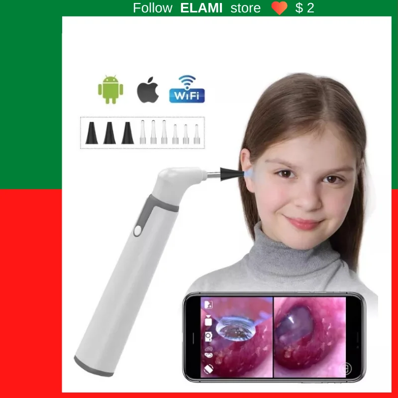 

Otoscope WIFI Auriscope Essential for Family Doctor 3.9mm HD Visual Ear Spoon Connection to Mobile Phone Easy to Operate
