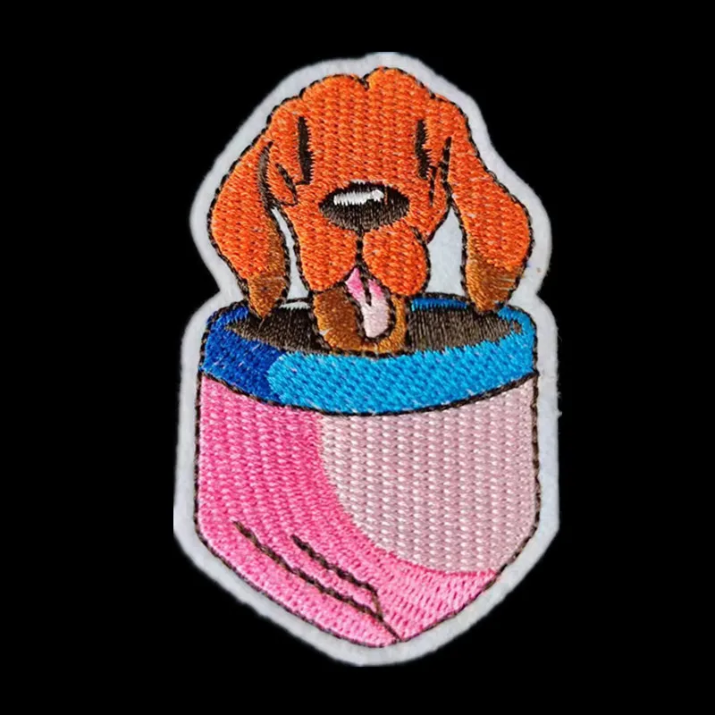 

Embroidery Animal Patch Pocket Dog Logo Iron on Patches for Clothing Accessories Diy 3D Stickers Strange things Gifts