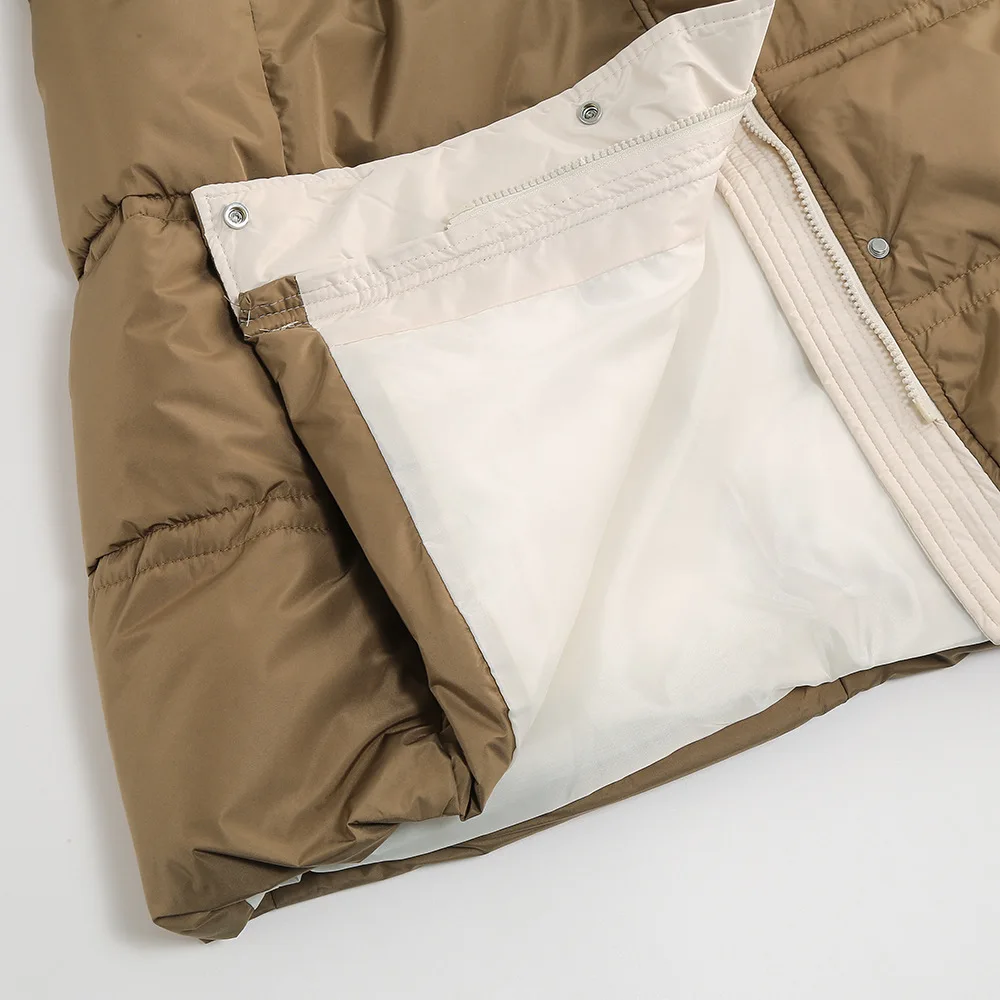 Winter Women's Warm Cotton Coats with Fur Hooded Kpop Long Blue Belt Jacket Lady Graceful Casual Joker Parkas Solid Outerwear