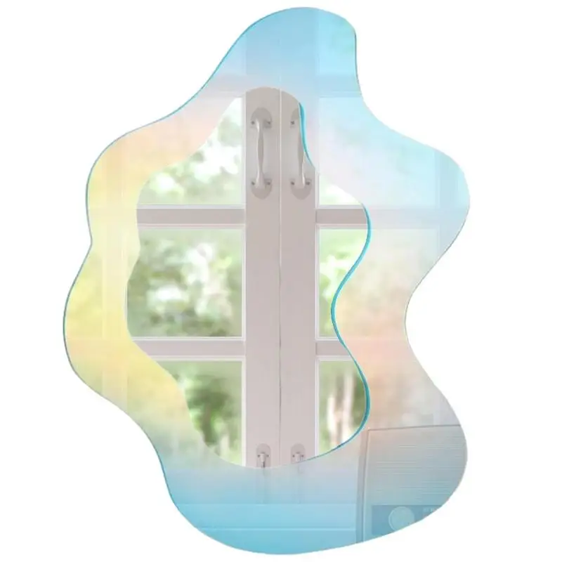 

Rainbow Acrylic Mirror Irregular Wave Shaped Mirror Aesthetic Vanity Mirrors Modern Decoration Clear Mirror For Living Room