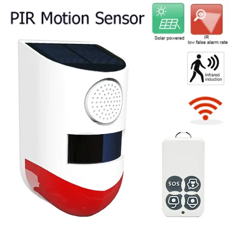 

New Wireless Solar Infrared Alarm Detector Siren Motion Sensor Detector For Home Garden Yard Outdoor With RF433 Remote Control