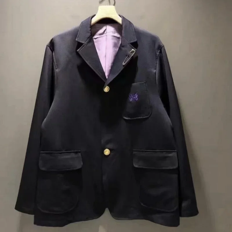 Модный уличный унисекс спортивный повседневный пиджак с вышивкой бабочки черные