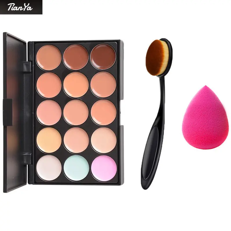 

15 Colors Makeup Concealer and Highlighter Contour Stick Wholesale Highlighter Makeup Brush Sponge Puff Set Direct Mail