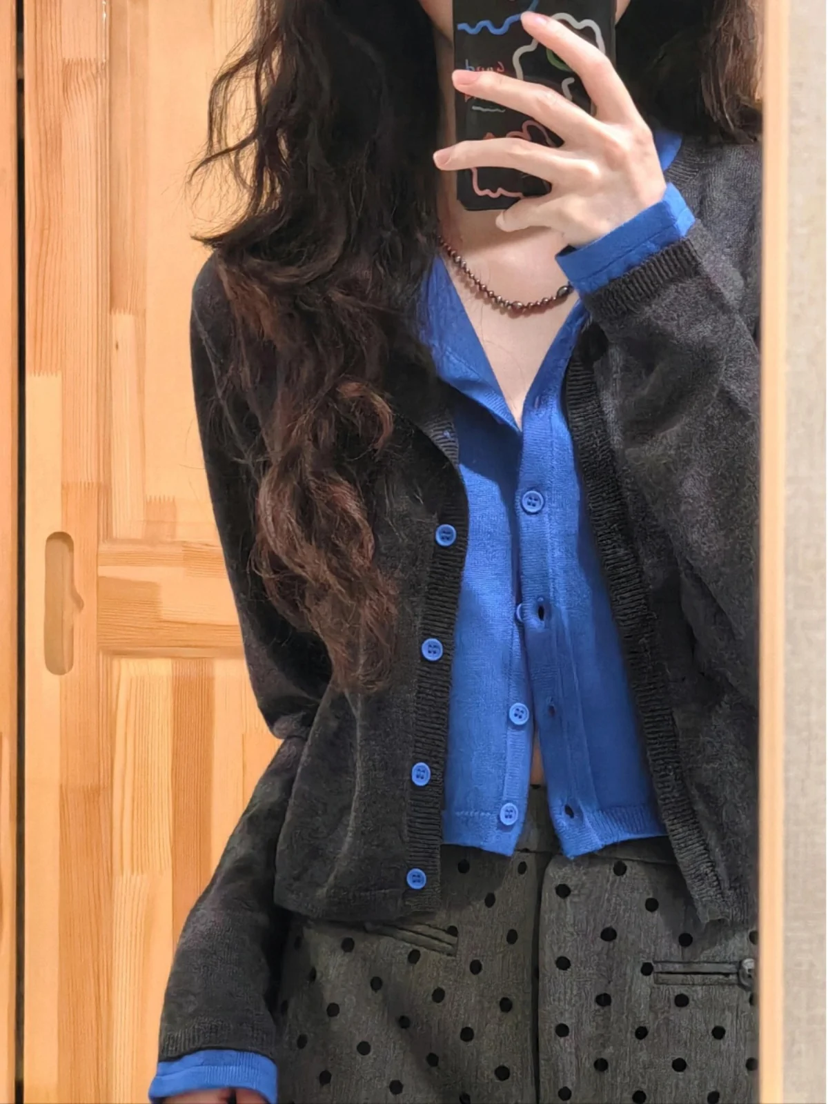 Серый синий искусственный вязаный топ из двух предметов в стиле ретро женский