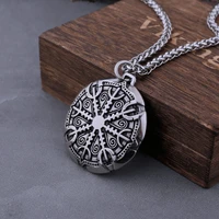 nordic viking vegvisir compass gold rune necklace mens charm punk scandinavian stainless steel pendant jewelry as gift for men