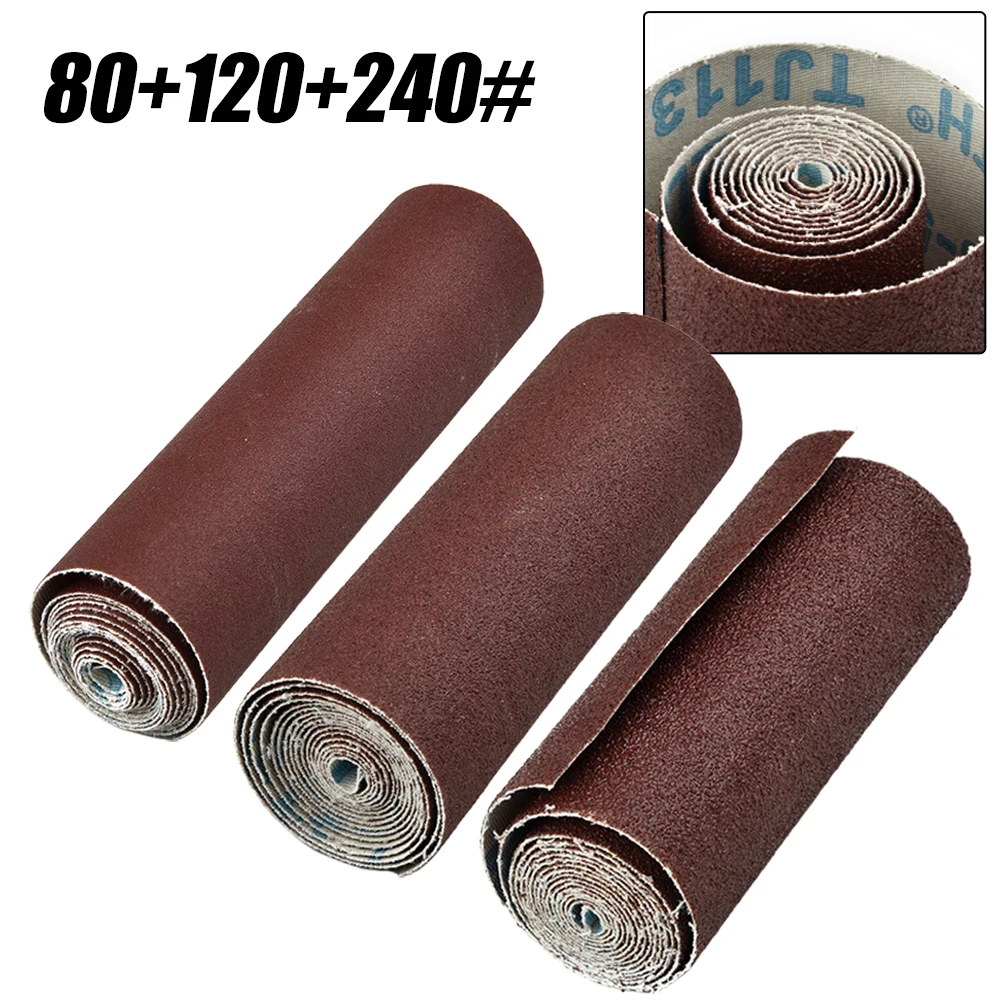 

3 Roll 1M*100mm Emery Cloth Roll Polishing Sandpaper 80# 120# 240# Grit Woodcarving Sandpaper For Grinding Tools