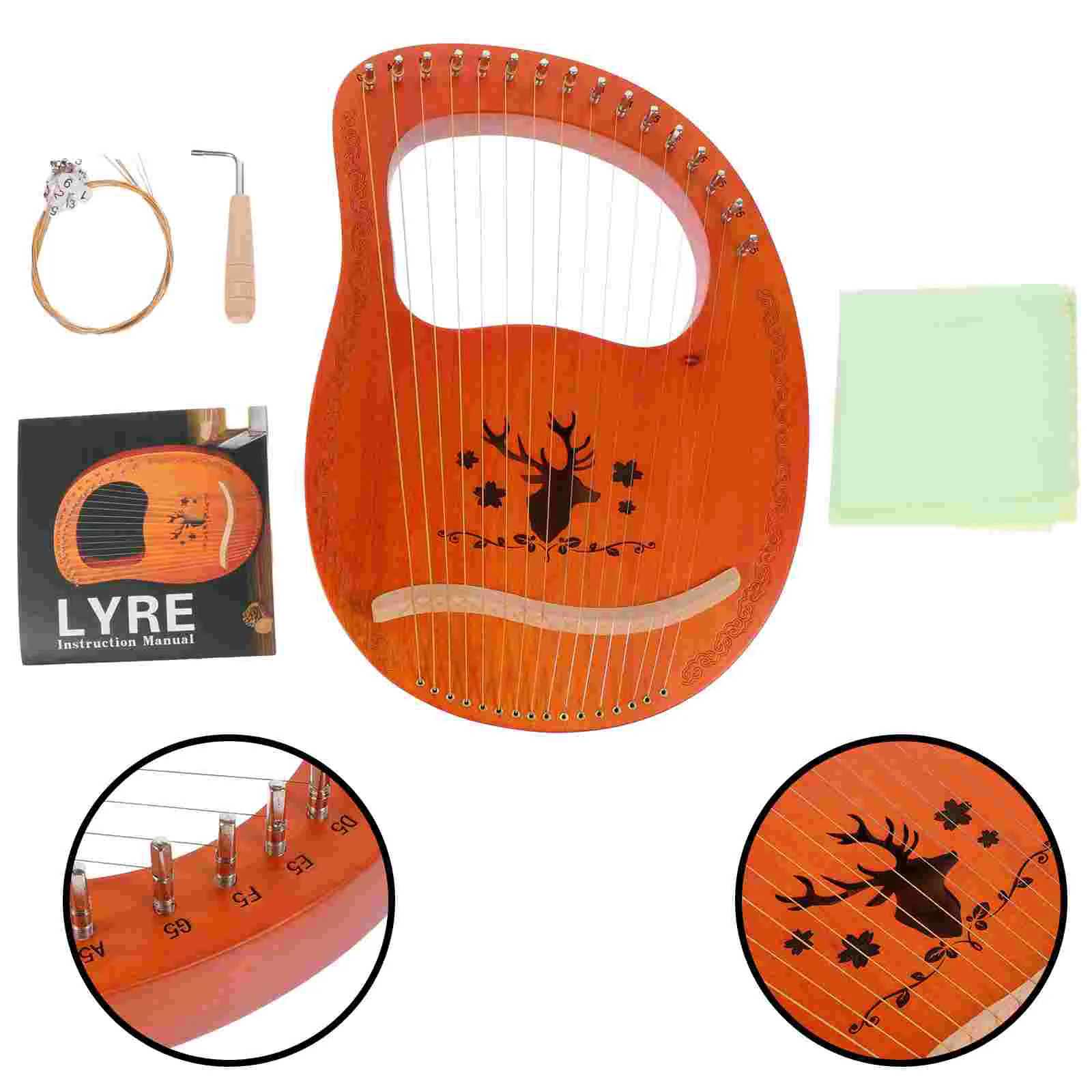 

1 Set of Harp Musical String Instrument Beginner Learning Lyre Harp Instrument
