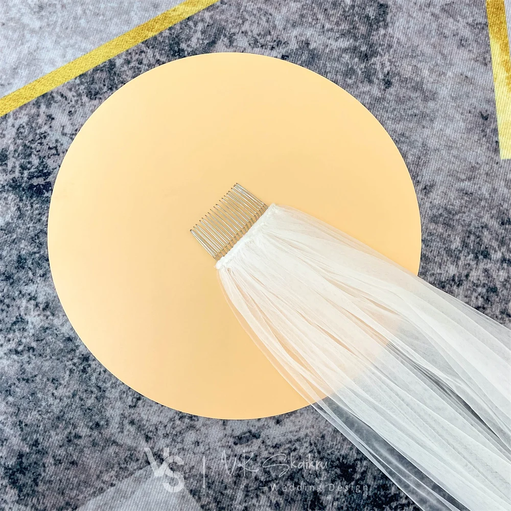 Недорогая белая/Слоновая свадебная фата VK SKAIKRU с гребнем однослойная длиной