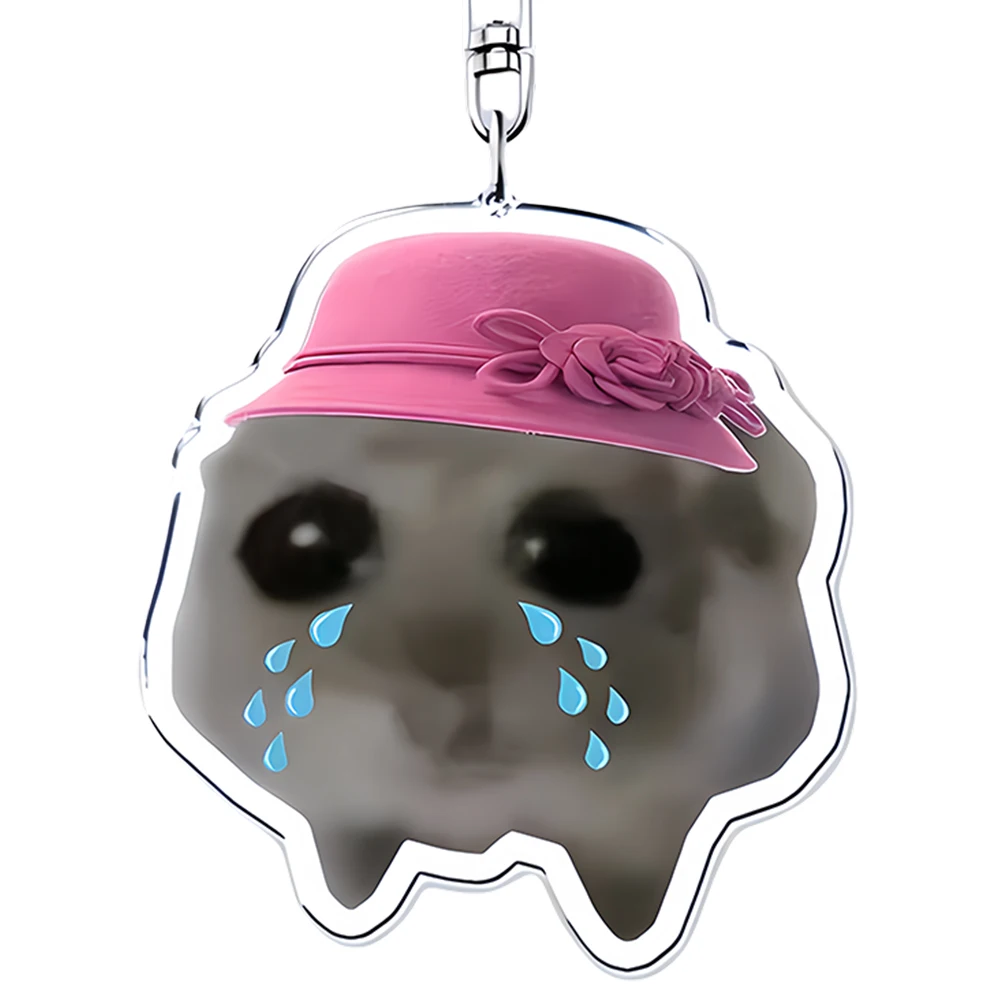 Популярный брелок для ключей с мемами розовая шляпа грустным хомяком акриловый