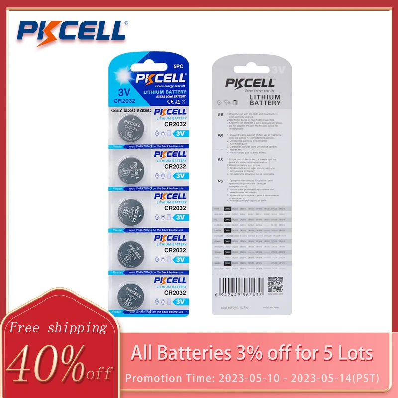 

10pcs/2pack CR2032 Button Batteries BR2032 DL2032 ECR2032 Coin Cell 3V Lithium Battery CR 2032 For wireless pet Child Bag Keys