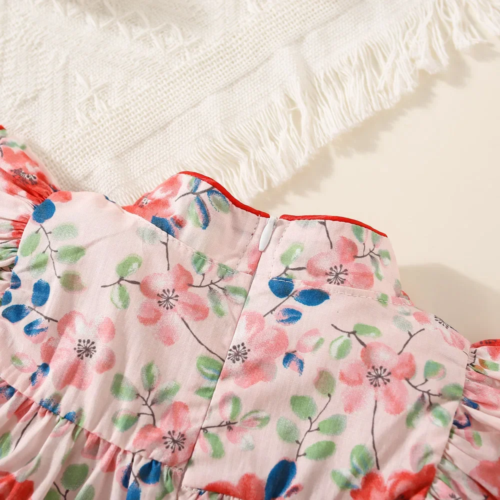 Детская юбка в китайском стиле милые летние цветы Бабочка со стоячим воротником