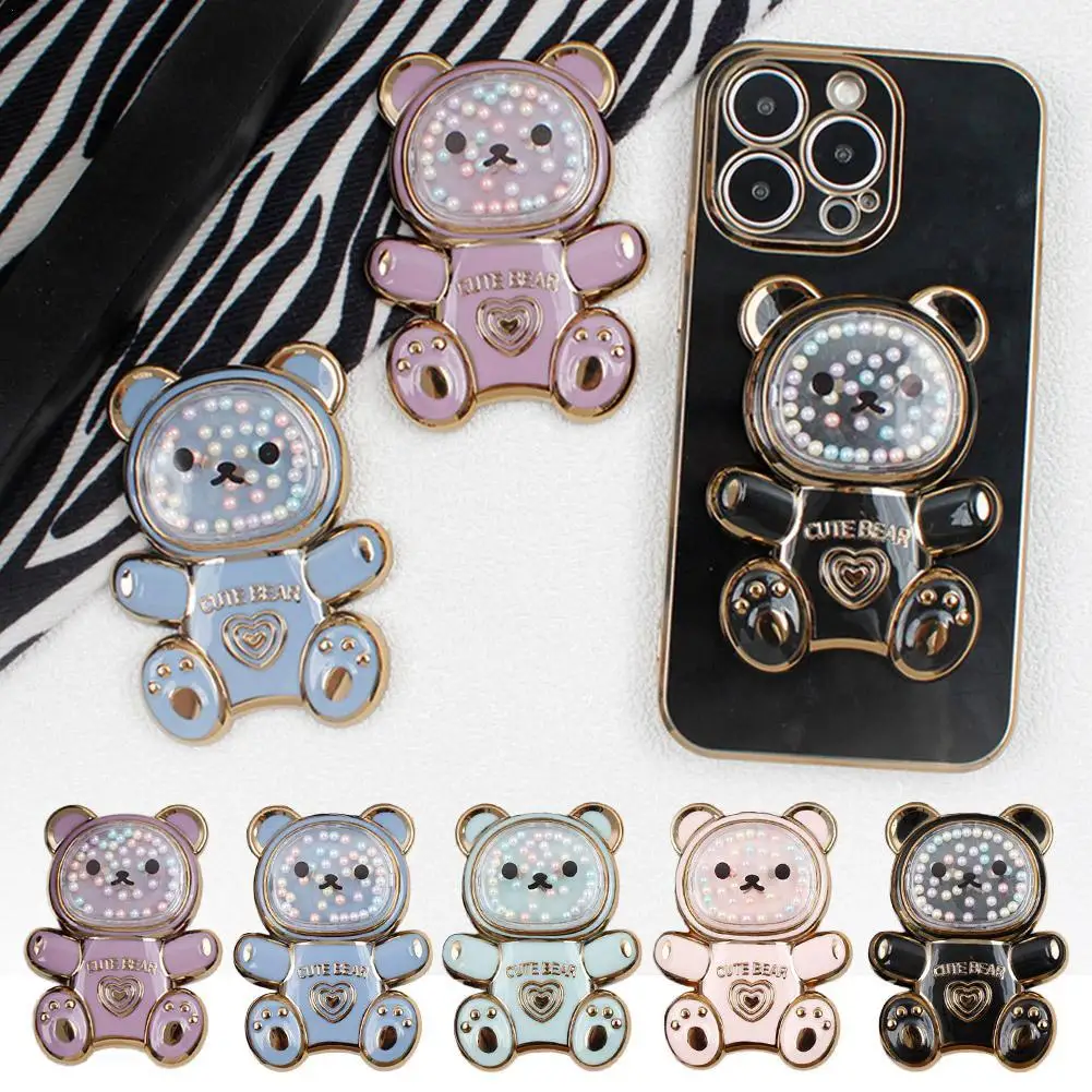 

Cute 3D Plating Bear Griptok Foldable Phone Holder Stand Portable Phone Accessorie For IPhone Samsung Smartphone 3d Phone Holder