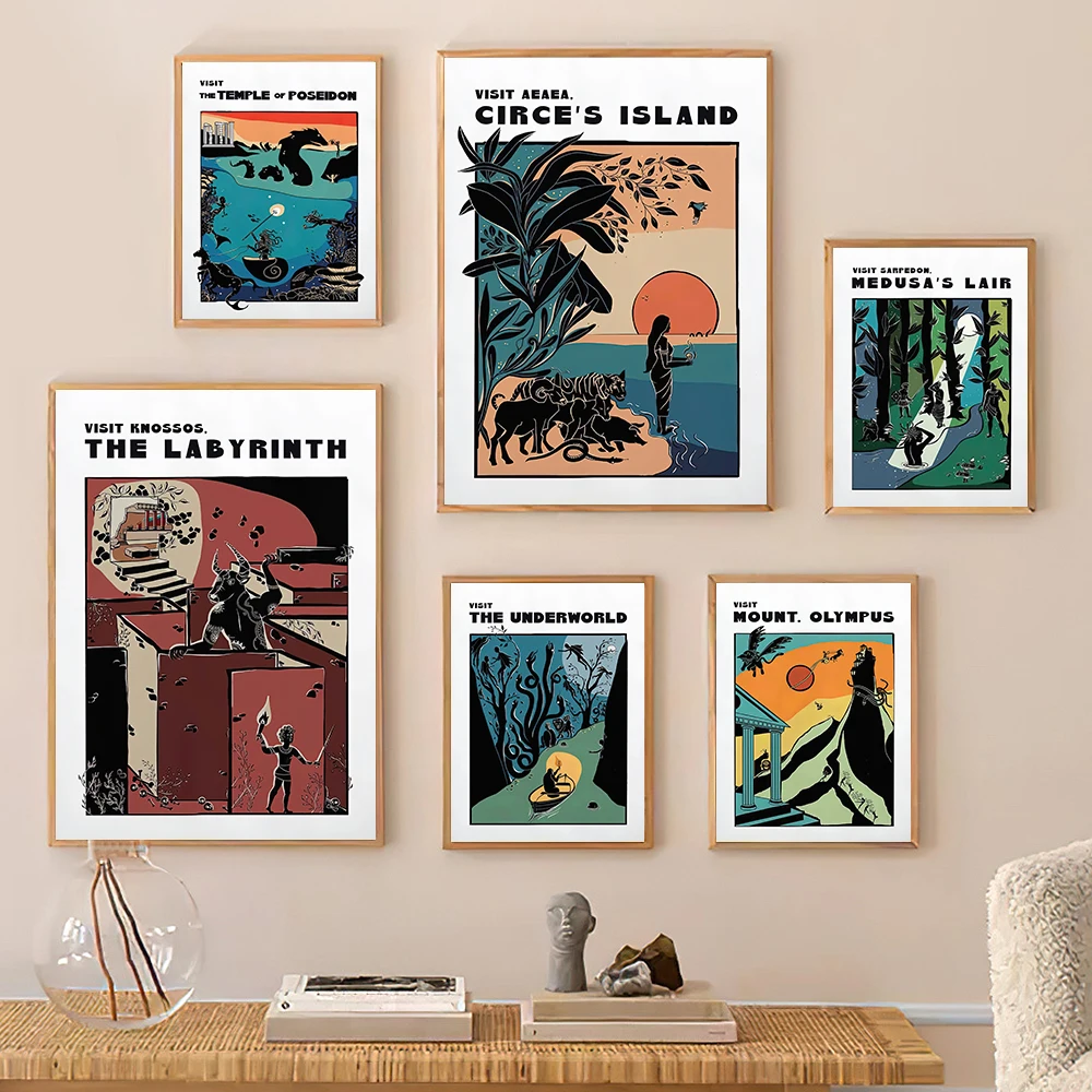 

Greek Mythology Poster Set Myths and Legends Goddess Wall Art Canvas Gallery Print Travel Painting Room Home Decor Gods Gift