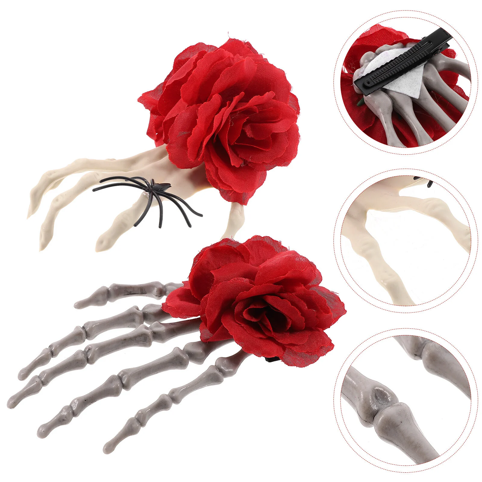 2 Pcs Headgear Flower Hair Clips Halloween Girl Decor Dark Gothic Plastic Hand Rose Witch