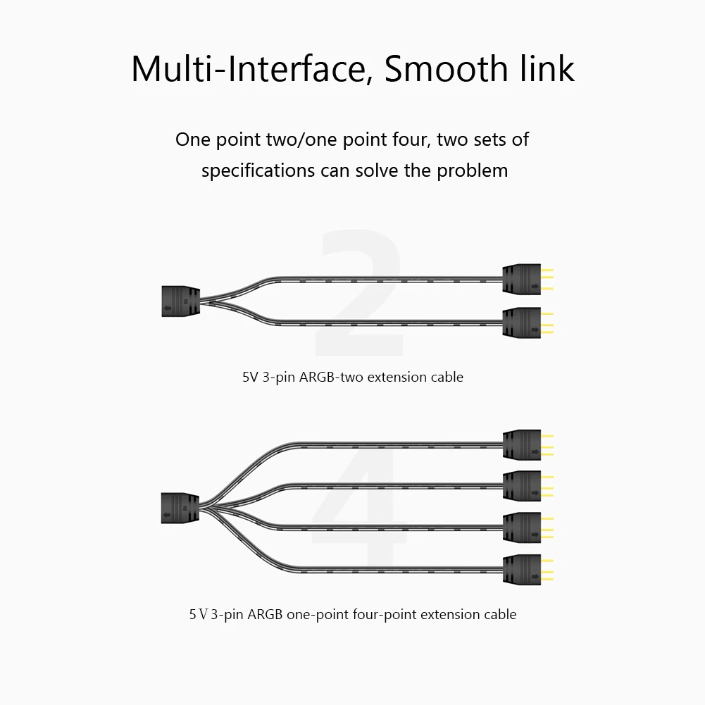 COOLMOON PWM разветвитель вентилятора 5 в 3Pin Удлинительный кабель 30 см от 1 до 2/4 RGB