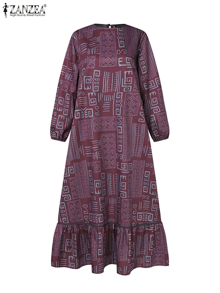 Элегантное Женское Мусульманское Платье С Длинным Рукавом Zanzea В Богемном Стиле