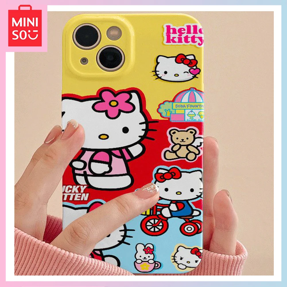 

2023 New Miniso Hello Kitty Dopamine-Cute Cartoon Iphone14 Stylish Minimalist Iphone13Pro Couple Drop Resistant Phone Case