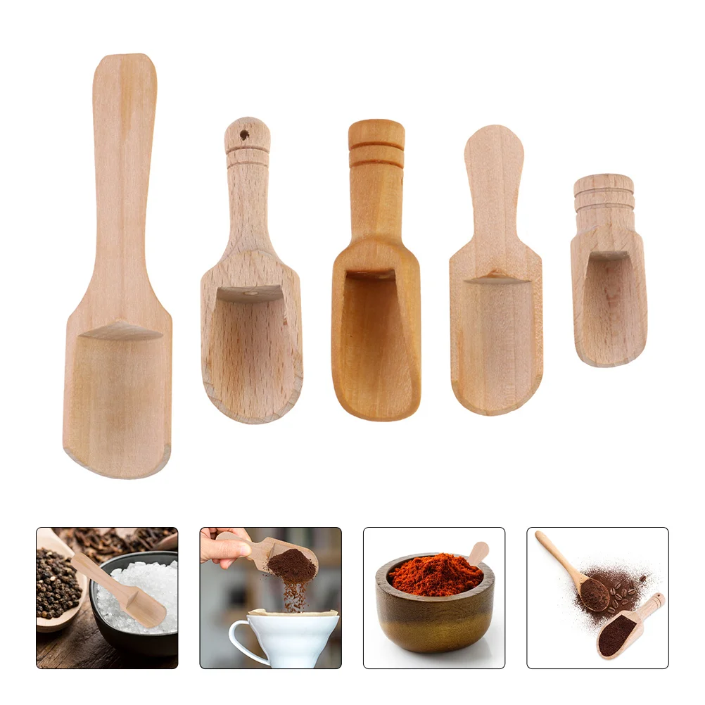 

10 Pcs Small Wooden Spoon Salt Serving Utensils Sets Seasoning Serveware Ice Cream Scoop