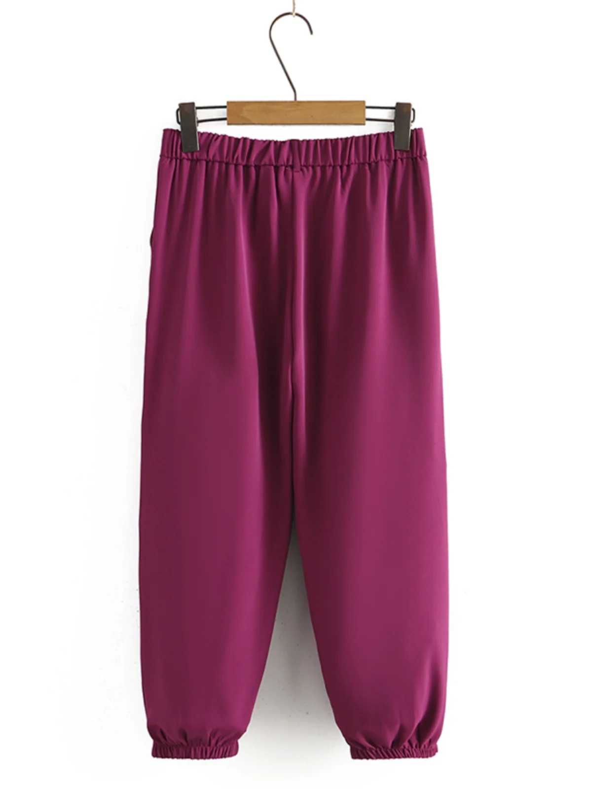 Плюс размер [распродажа] однотонные эластичные шаровары с высокой талией и