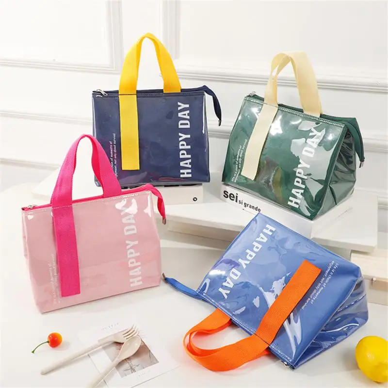

PU Waterproof Lunch Bag Thickened Insulation Lunchbox Bag Simple Solid Color Work Students Family Lunch Bag Kitchen Accessories