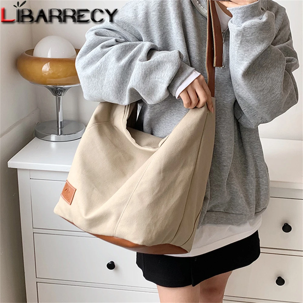 

Solid Color Designer Large Capacity Ladies Shoulder Bag 2022 New High Quality Canvas Women Messenger Bags Student Bag Sac A Main