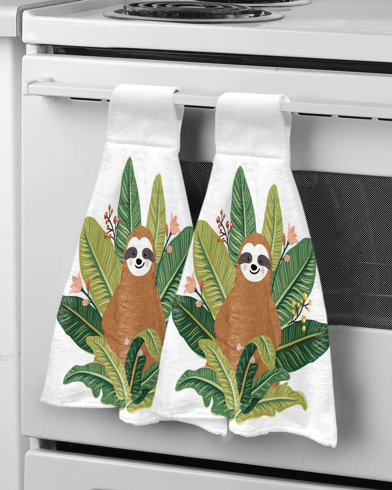 

Cute Cartoon Animal Sloth Leaves Microfiber Hand Towels Absorbent Towels Handkerchief Kitchen Tableware Cleaning Towel