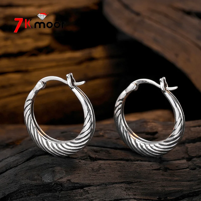 Классические серьги-кольца из искусственной веревки для женщин, винтажный штамп, серебро 925 пробы, украшения для дам, подарки