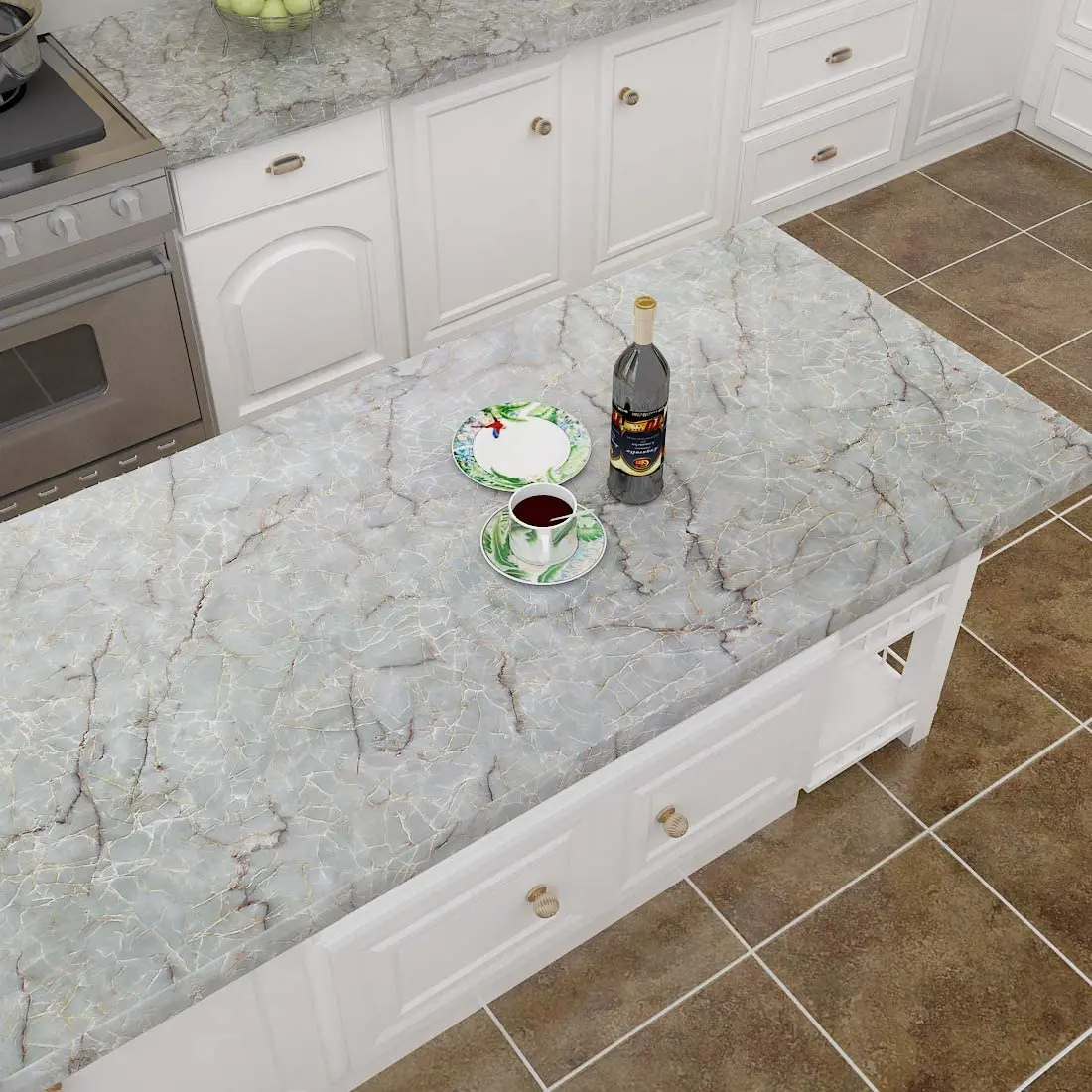 

Самоклеящиеся мраморные обои Wokhome шириной 80 см, настенные наклейки для кухни в рулонах, виниловая Водонепроницаемая декоративная пленка, домашний декор