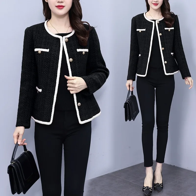 Plus Size Women's Single Breasted Western Sle Outerwear Fat Sister Clothes Round Neck Long Sleeve Chic Fashion