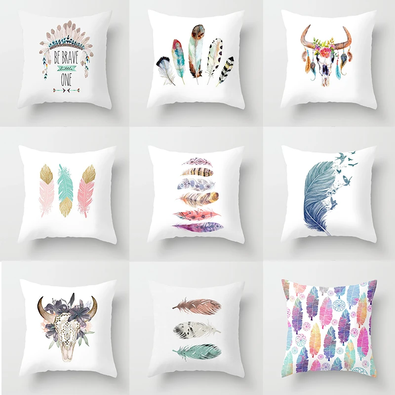 

Наволочка в стиле бохо для декоративной подушки, абстрактные стены, перо, искусственные Чехлы для дома, дивана, стула