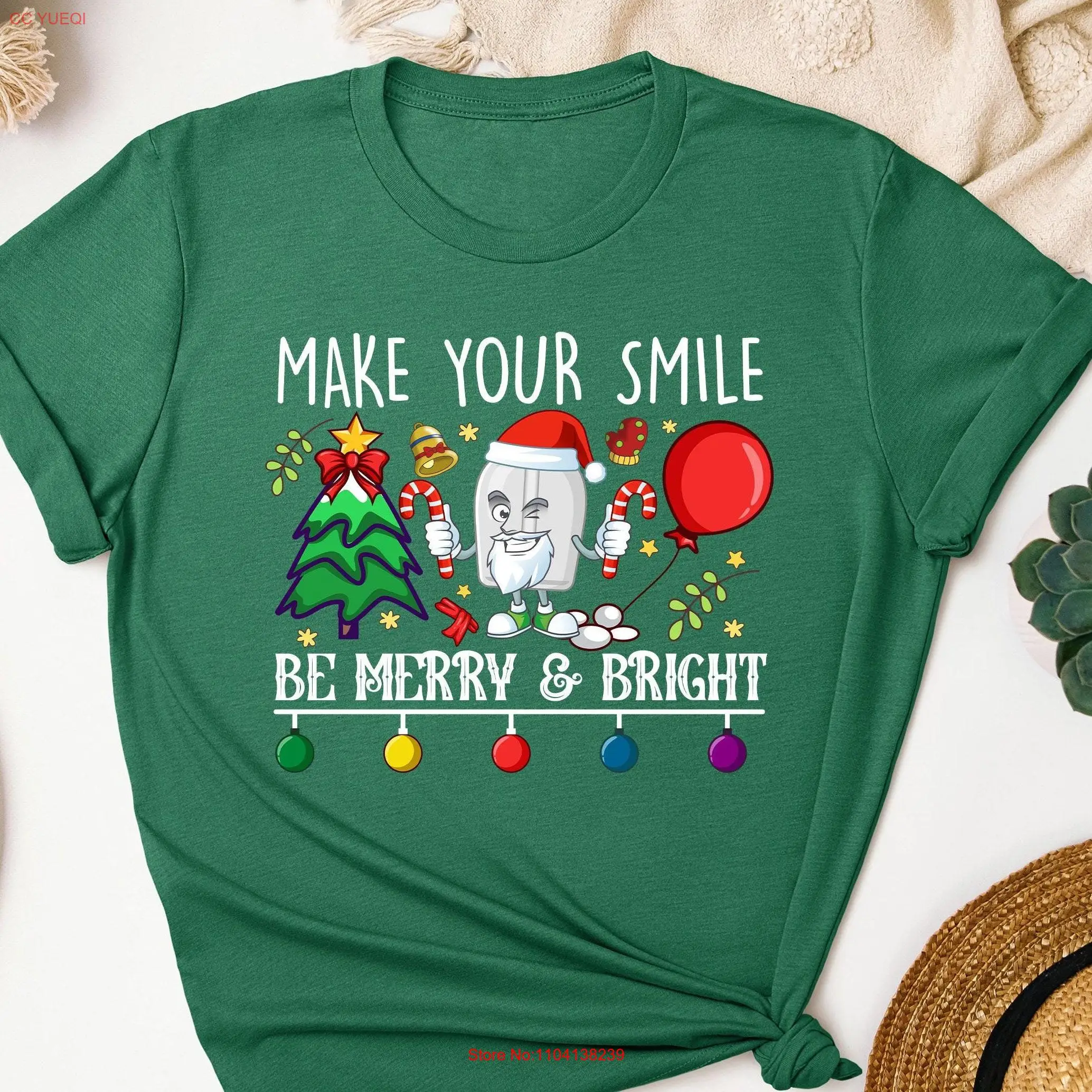 Футболка May Your Smile Be Merry Bright Christmas Dental Holiday DentisT Hygienist с длинными или короткими