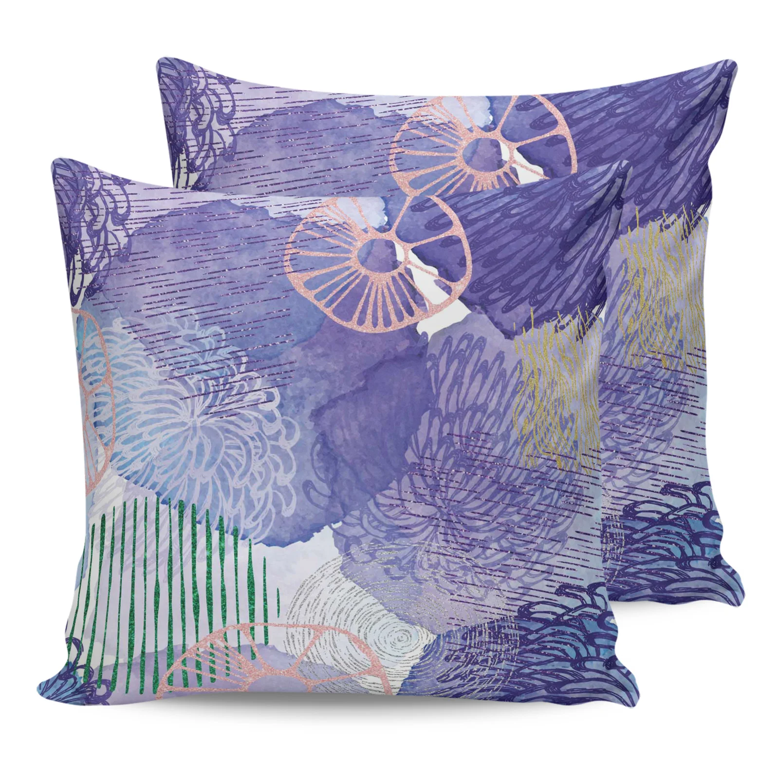 

Наволочка с акварельными цветами и фиолетовыми хризантемами, для гостиной, спальни, Модный чехол с принтом для дивана, украшение для дома и ...