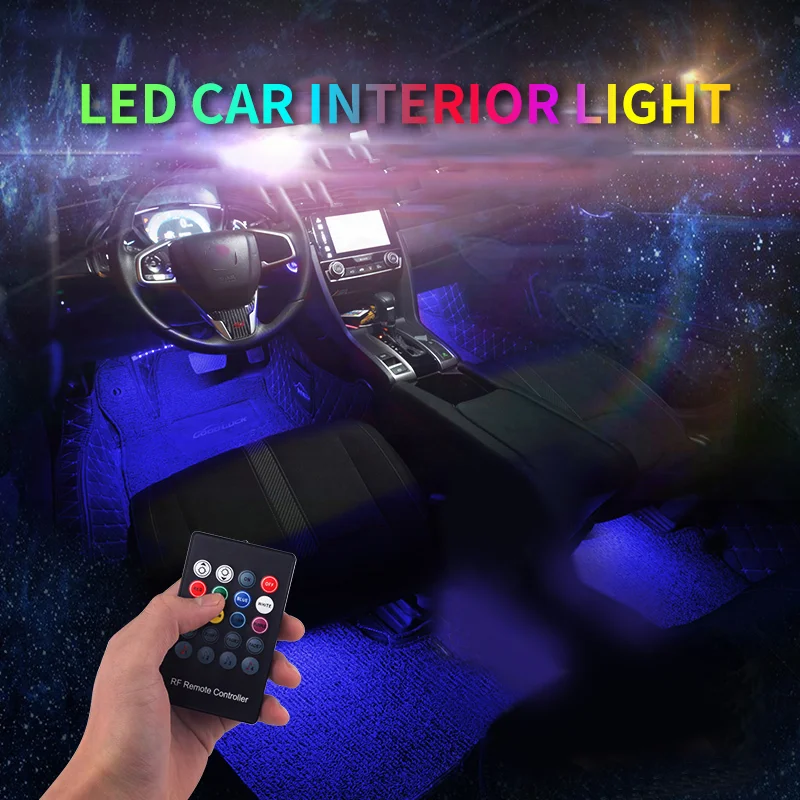 

Led Car Foot Ambient Light With USB Lighter Backlight Sound Music Control App RGB Auto Interior Decorative Atmosphere Lights