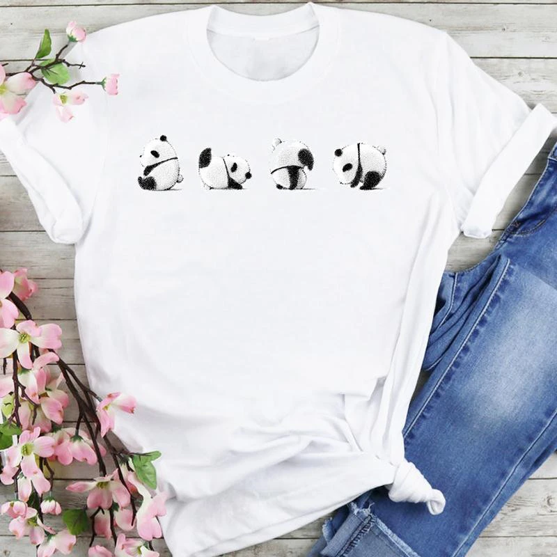 

Female Harajuku Casual Tops Tee Cute Cartoon Panda Graphic Printed Women T-shirt Summer New Fashion Short Sleeve Unisex Tshirts
