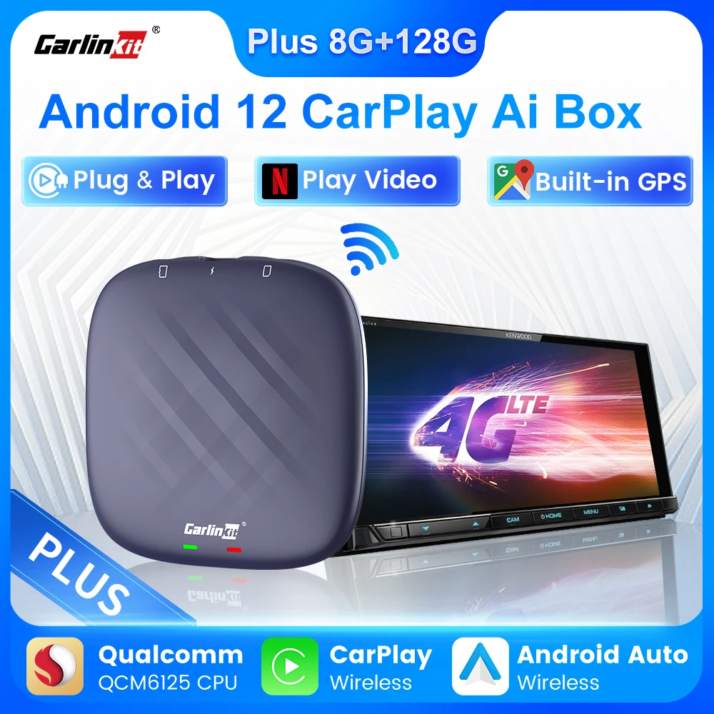 

Android 12 PLUS CarPlay Netflix Ai Box Wireless Android Auto CarPlay QCM6125 8-Cores 4G+64G 8G+128G For YouTube IPTV CarlinKit