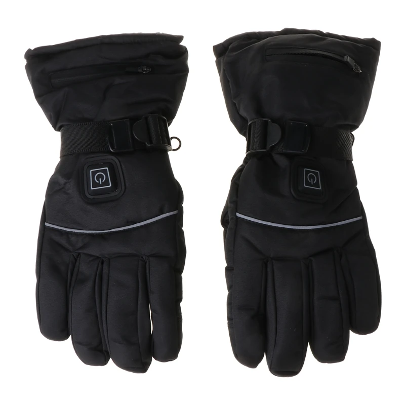 50JB 4.5V Unisex Winter Windproof Electric Heated Gloves with Reflective Strip 3 Levels Rechargeable Battery Heating Mittens