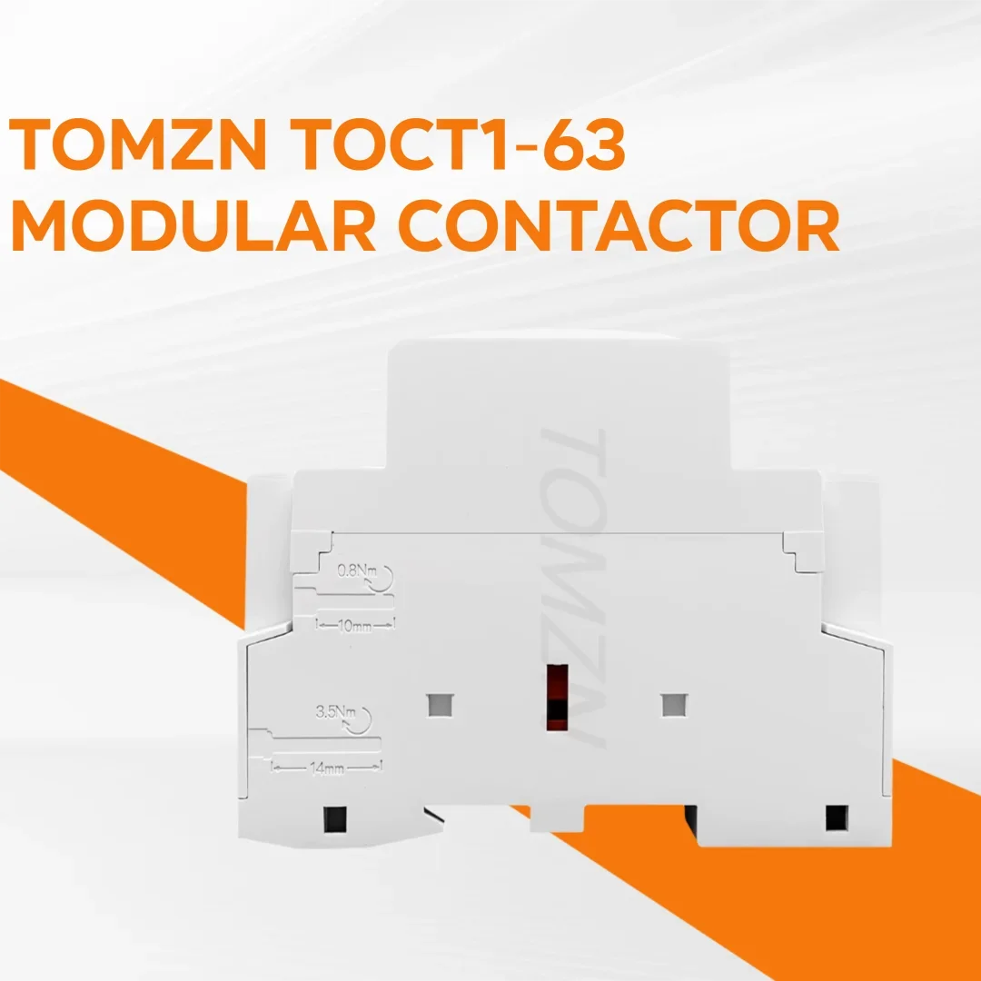 Фото Контактор TOMZN 63A однофазный на DIN-рейку: AC/DC 24/110/230В, основное напряжение: 230В AC, контакты: 2НО2НЗ, 1НО1НЗ, компактный дизайн №5