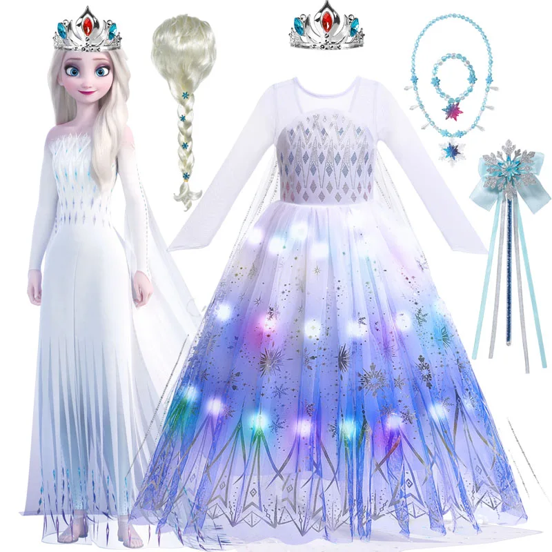 Костюм для косплея Холодное сердце 2 девочек длинное платье принцессы Эльзы и