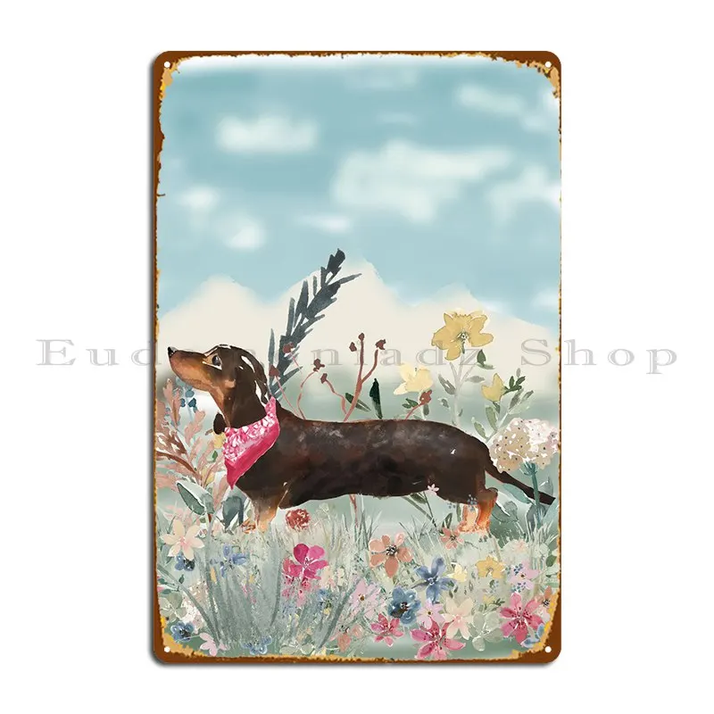 

Cute Little Dachshund Metal Sign Pub Design Cave Character Club Tin Sign Poster