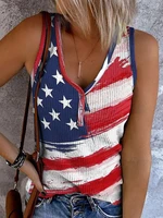 american flag button v neck tank 2022 women summer fashion v neck tank casual sleeveless sexy tank