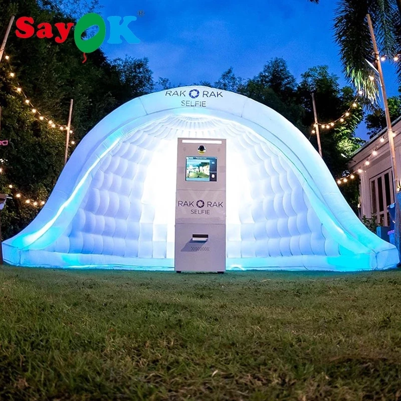 SAYOK Giant Inflatable Luna Tent 3x2.5mH Inflatable Selfie Shell Dome Tent with Led Lights for Parties Events Outdoor