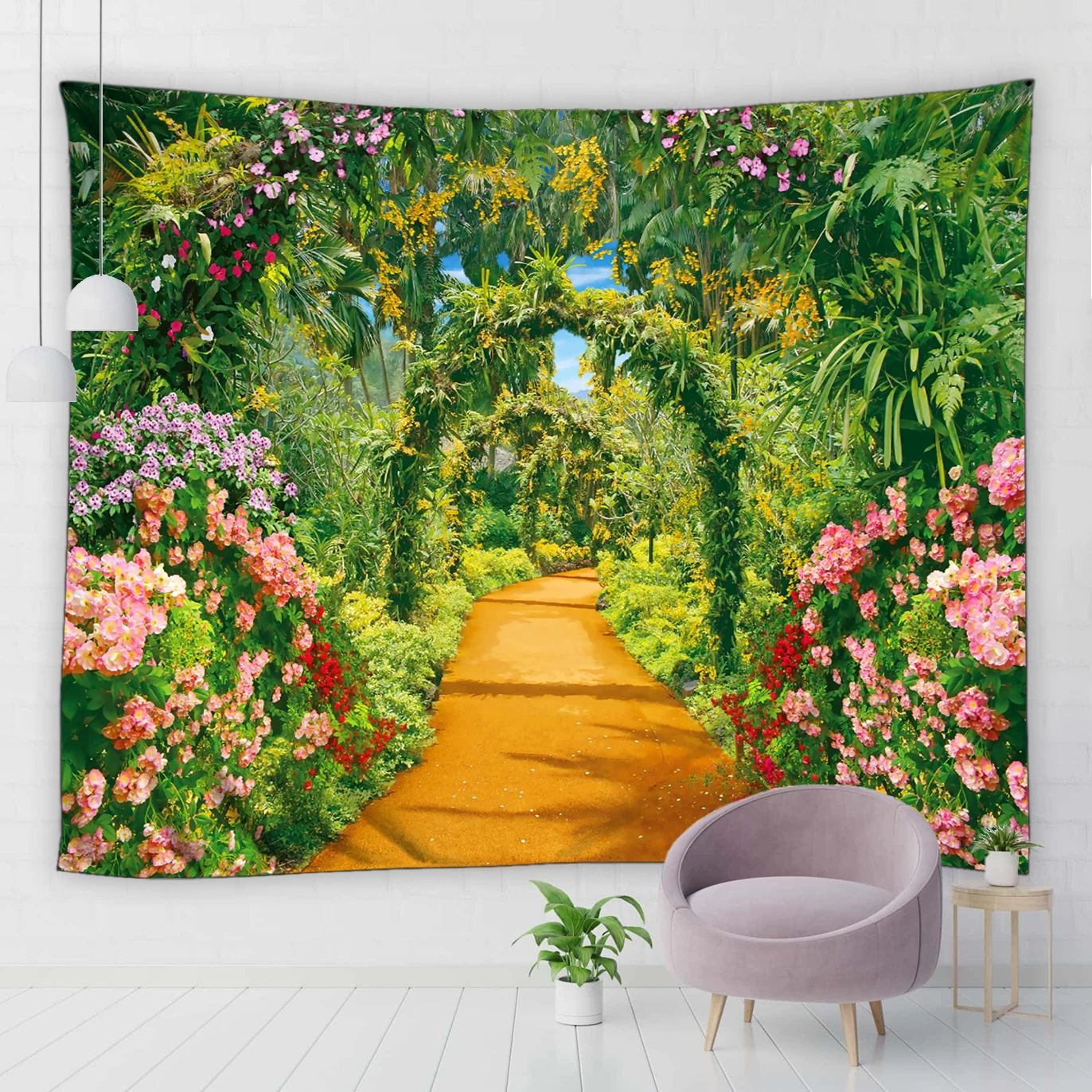 Настенный Гобелен из полиэстера с римскими столбами и аркой озера