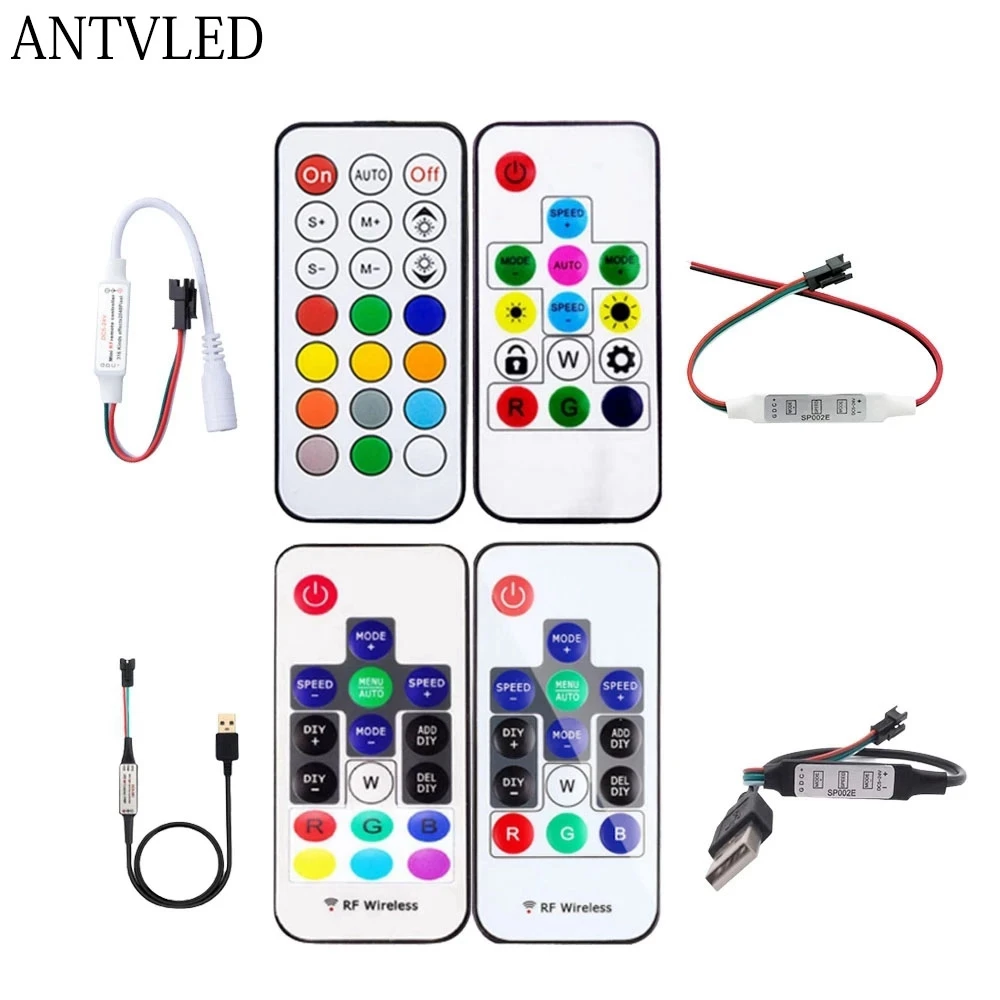 

WS2811 WS2812B SK6812 Led Pixel Controller RF 14/17/21 Keys With Remote DC/USB MINI 3keys Control DC5-24V