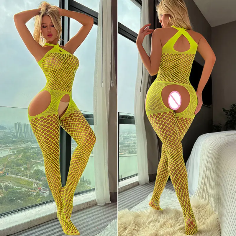 New Fishnet Bodysuits Catsuit Womens Transparent Open Crotch Clothes Sex Toys 18+ Sexy Body Stockings Mesh Hot Erotic Lingerie